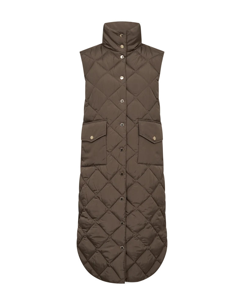 Free/Quent Olga Diamond Quilted Long Gilet 208338