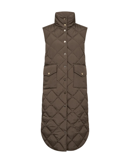 Free/Quent Olga Diamond Quilted Long Gilet 208338