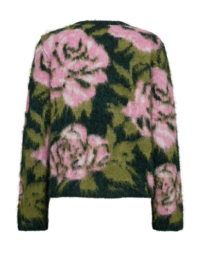 Free/Quent Vintage floral  Print cardigan in Forest Green 211730 26