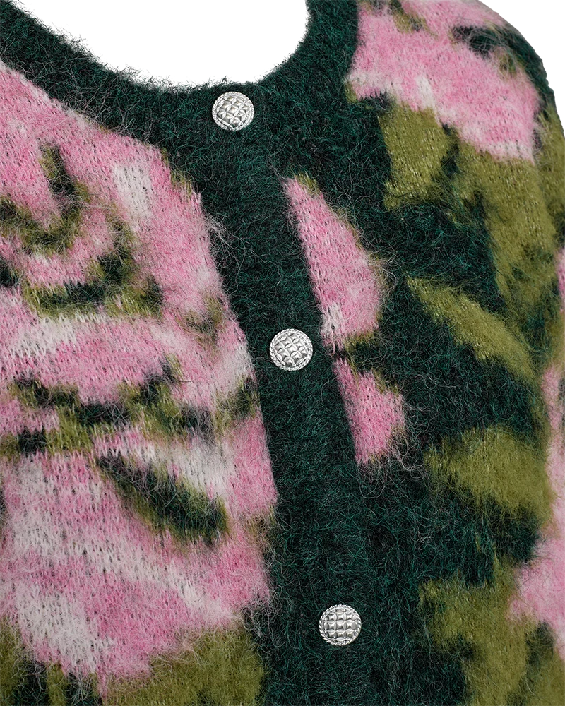 Free/Quent Vintage floral  Print cardigan in Forest Green 211730 26