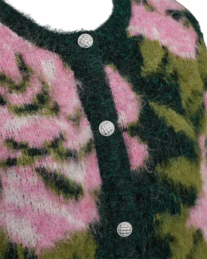 Free/Quent Vintage floral  Print cardigan in Forest Green 211730 26