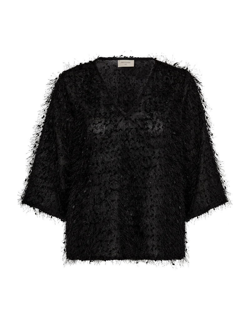 Free/Quent V Neck fringed top 212062