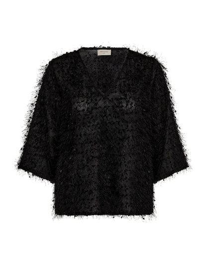 Free/Quent V Neck fringed top 212062