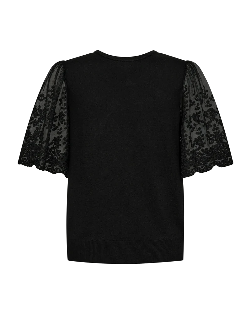 Free/Quent Fine Knit with sheer embroidered sleeve detail 212292