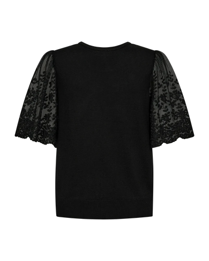 Free/Quent Fine Knit with sheer embroidered sleeve detail 212292