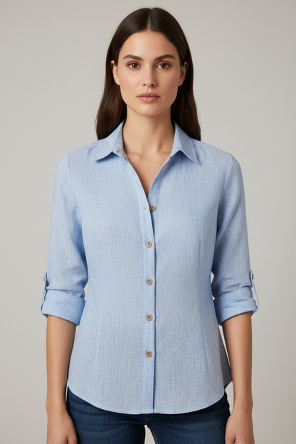 Patchwork Gloria – Female Upper Body Model Shot