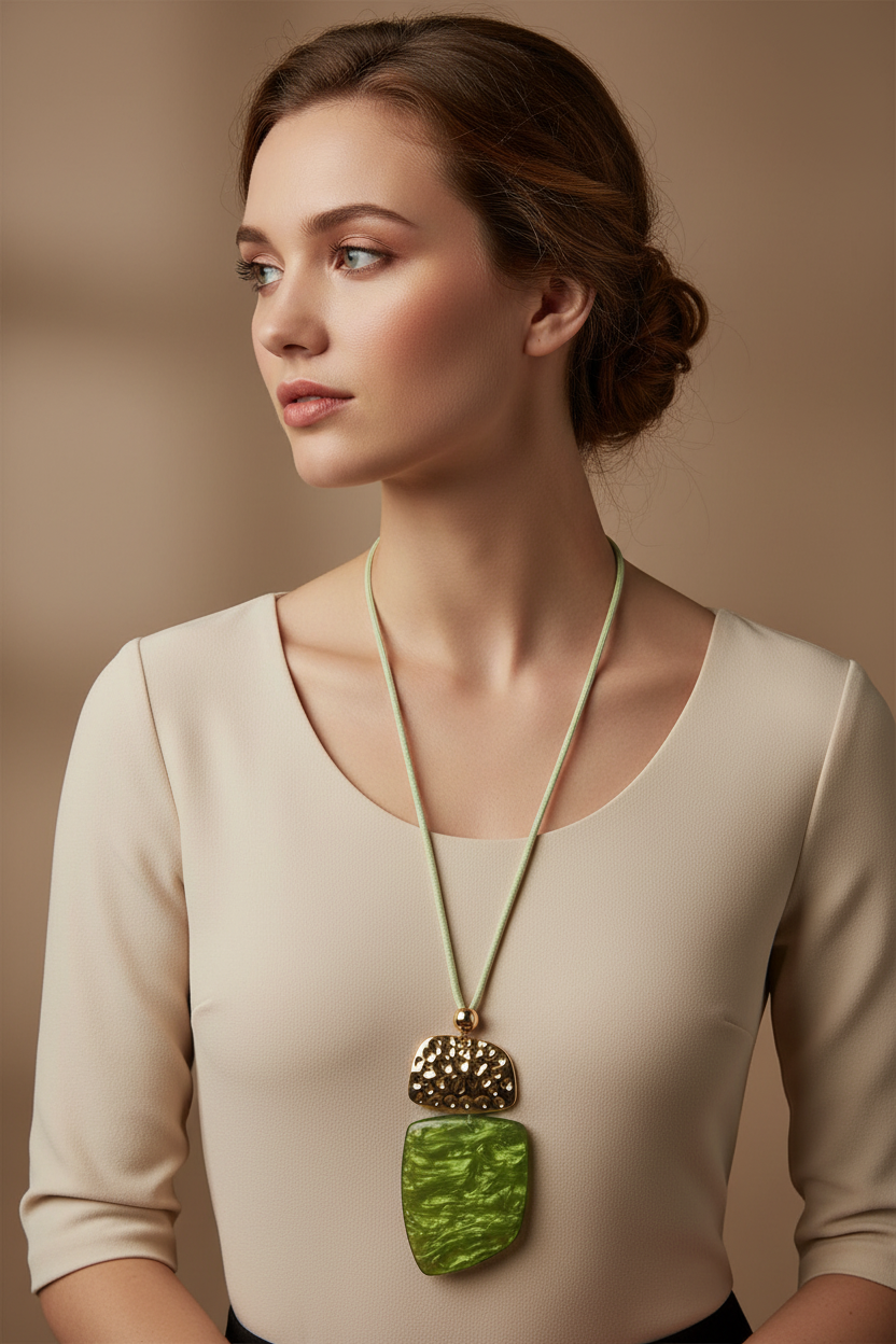 Pendant necklace model upper body shot