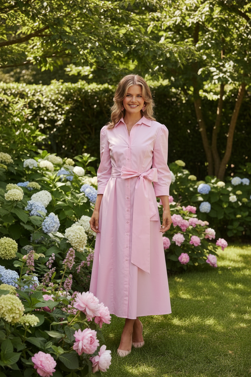 Pink dress garden party - clean background