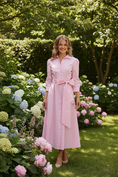 Pink dress garden party - clean background