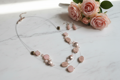 Pink Necklace &amp; Earring Set - Lifestyle