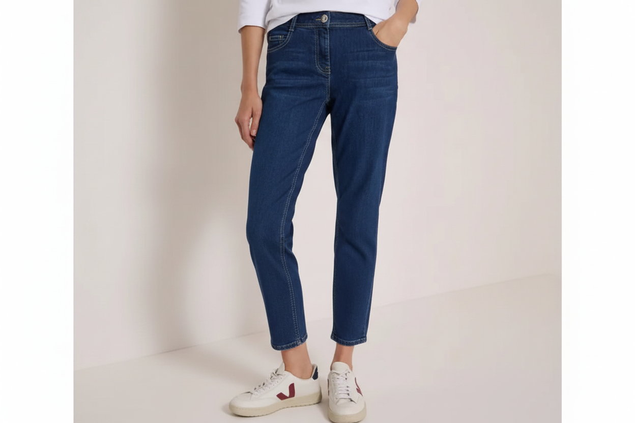 Plain dark blue straight leg jeans