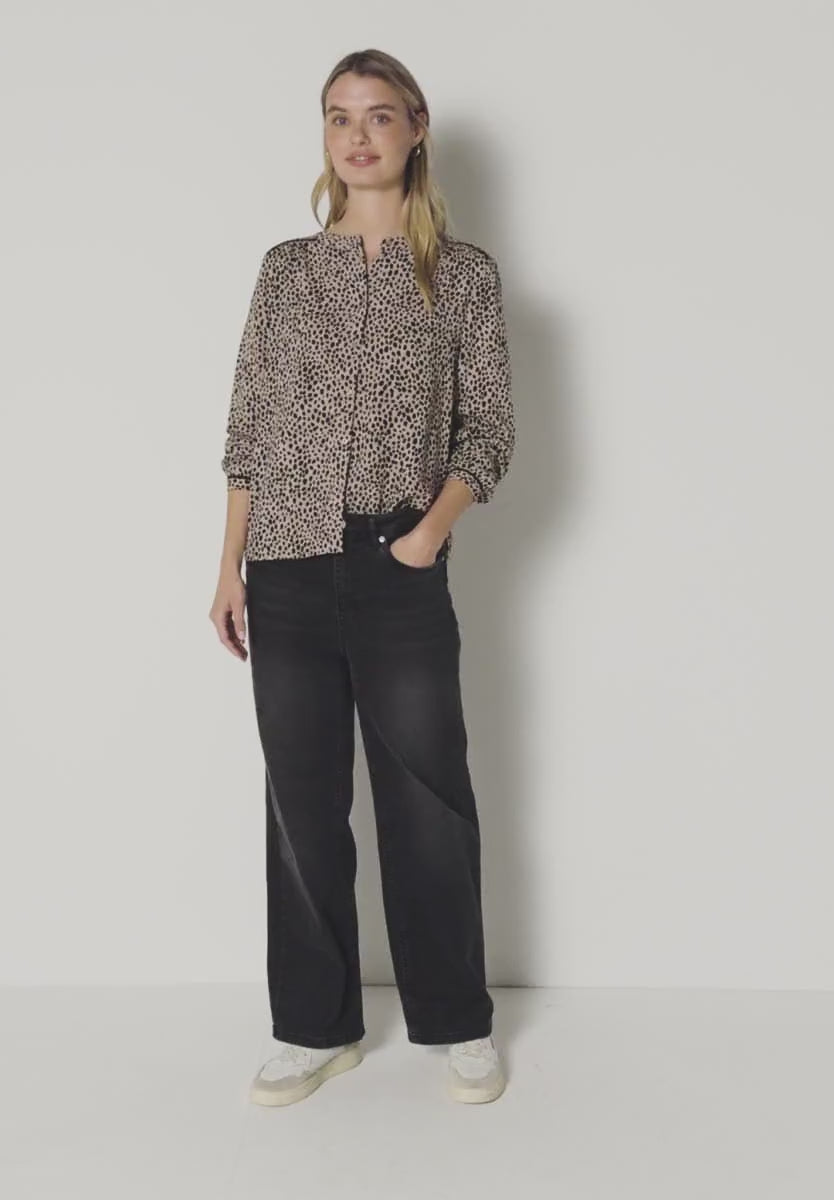 Street One Leo Print Blouse with piping detail 346114