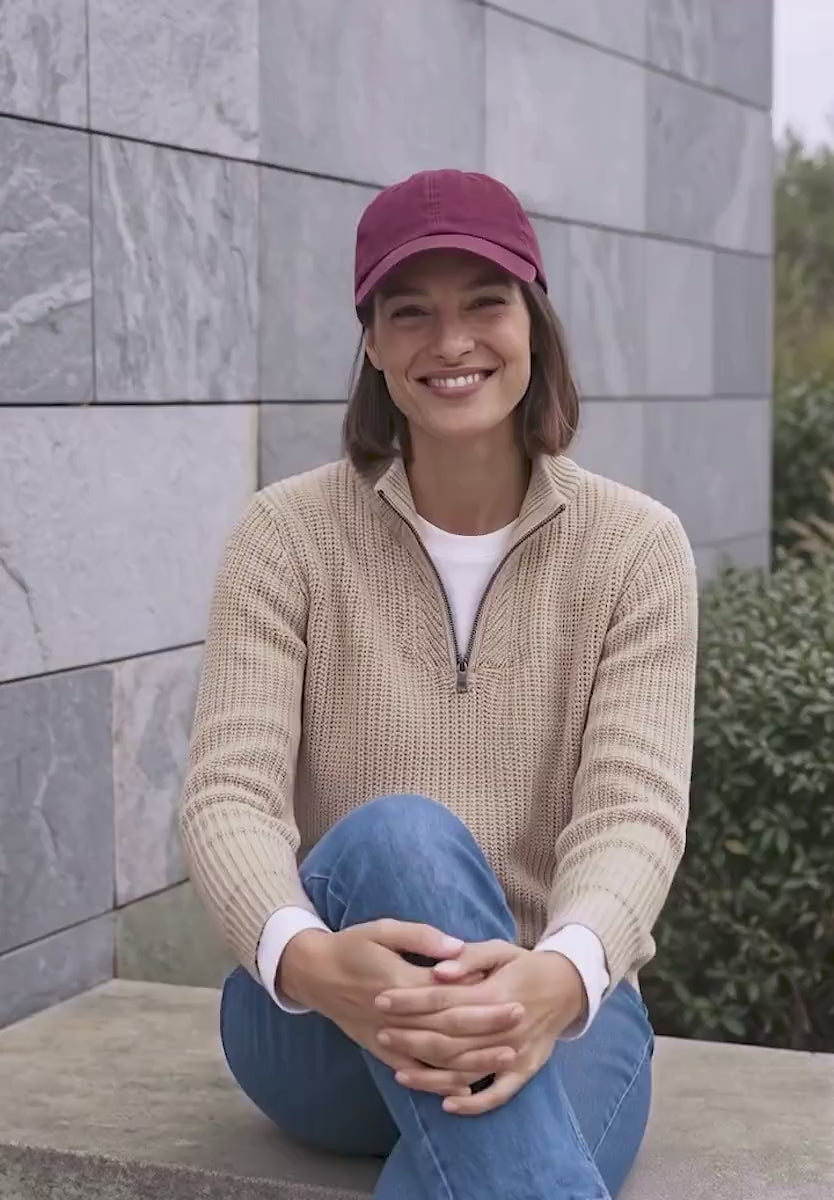 Cecil Chunky Knit Half-Zip Jumper in pink or Mocha  304167