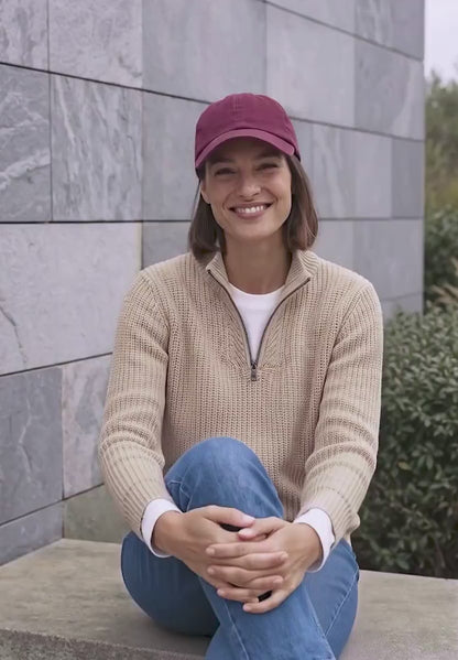 Cecil Chunky Knit Half-Zip Jumper in pink or Mocha  304167