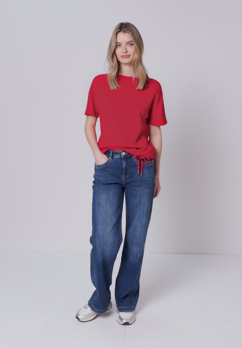 Street One Short sleeve sweatshirt with Rib detail and Drawstring