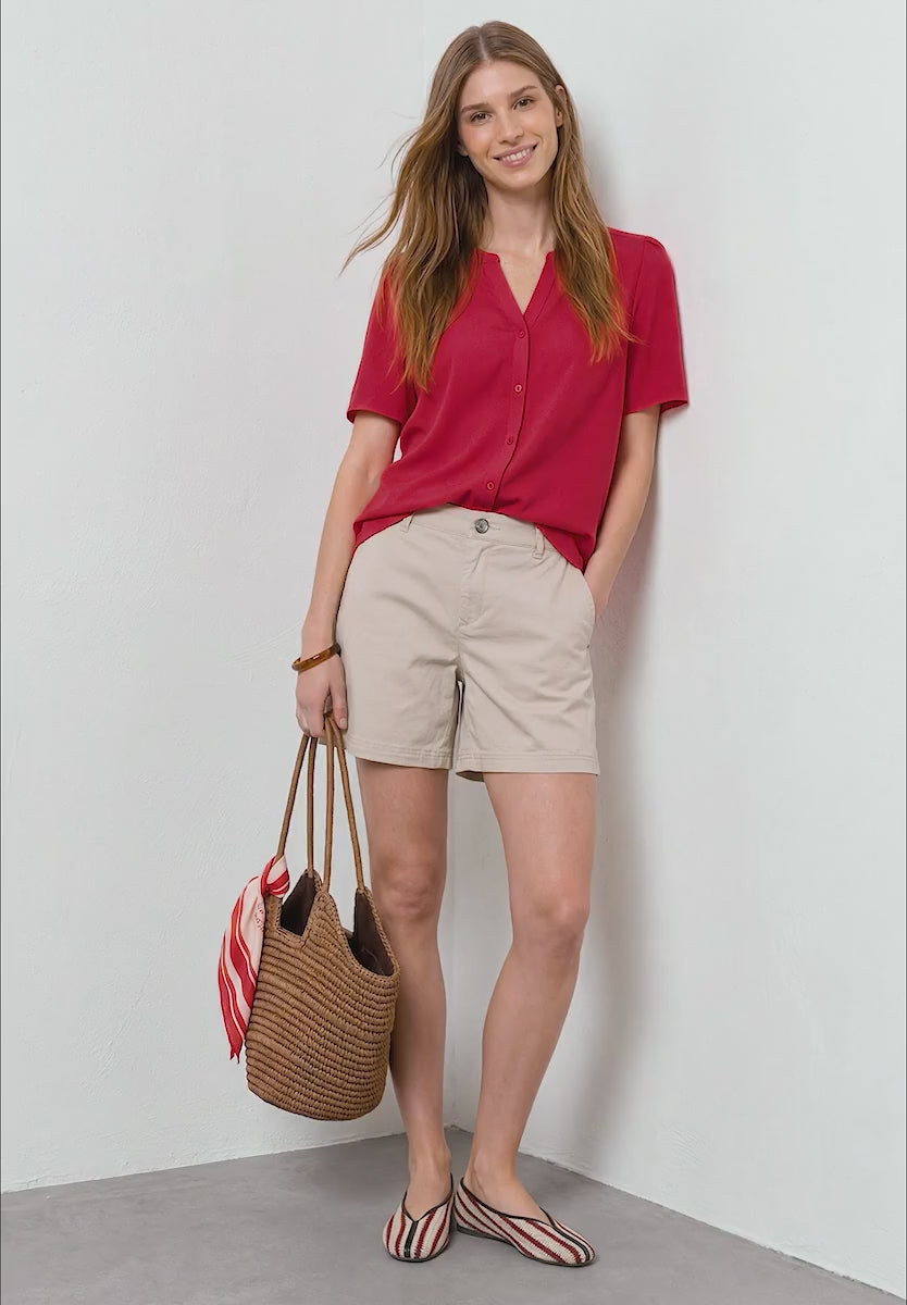Street One Short-sleeved blouse with split neck and buttons 346642