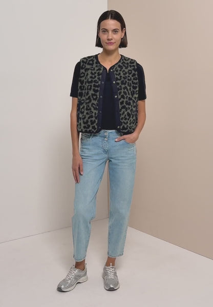Cecil Teddy vest with softshell details and leopard print 220339