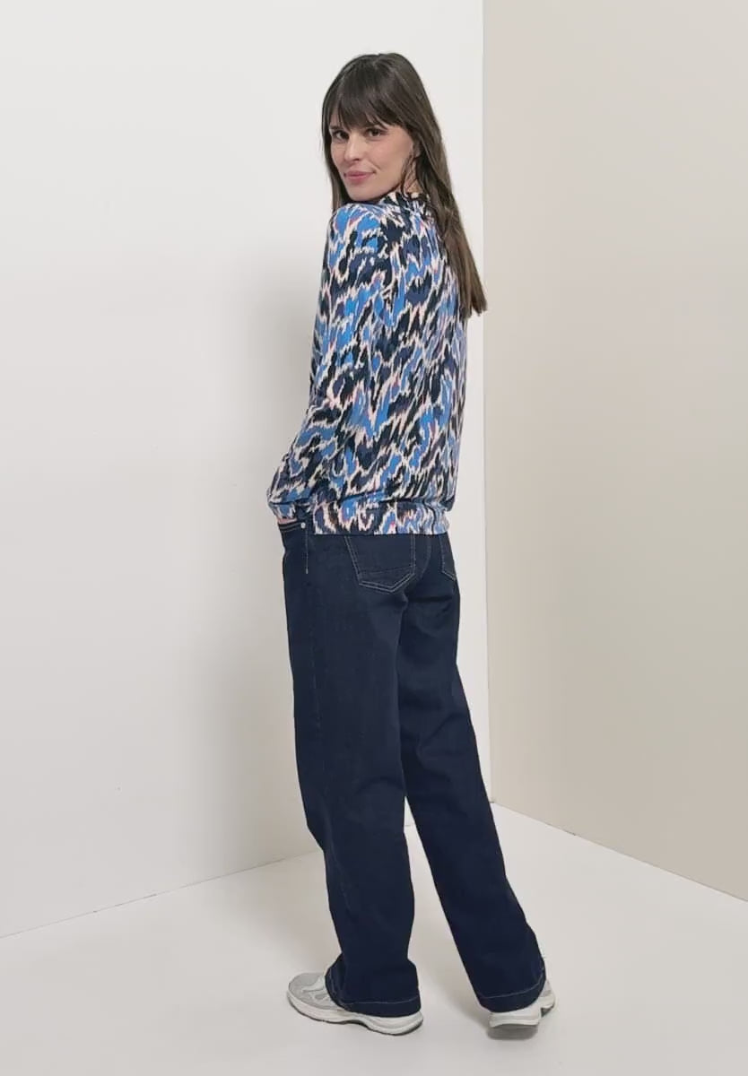 Cecil Funnel neck Sweatshirt in Navy Print 324666