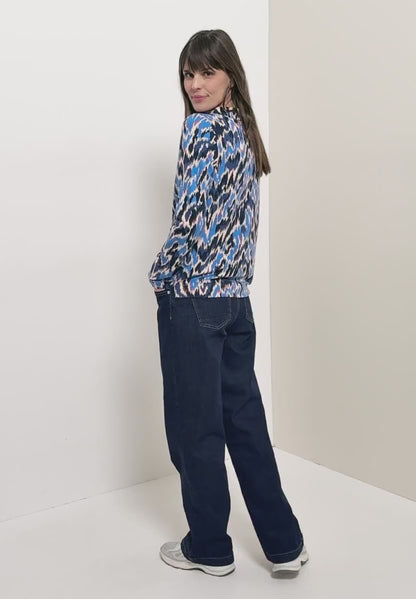 Cecil Funnel neck Sweatshirt in Navy Print 324666