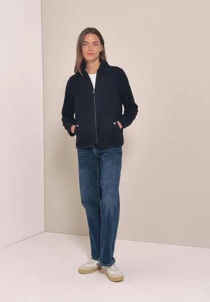 Cecil Teddy Fleece with full zip and no hood  in Navy