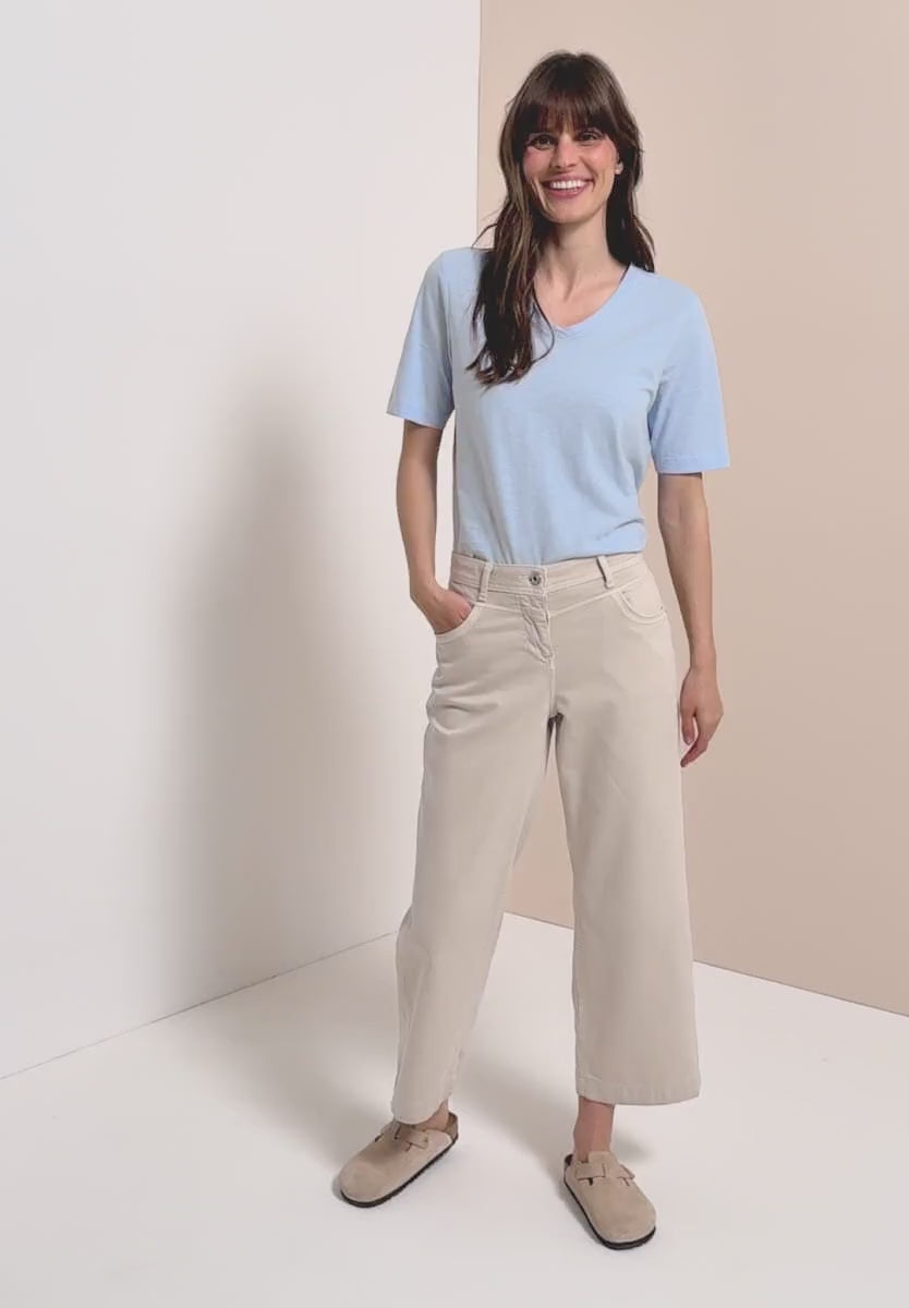 Cecil High Waist Wide Leg Jeans in Beige 380964