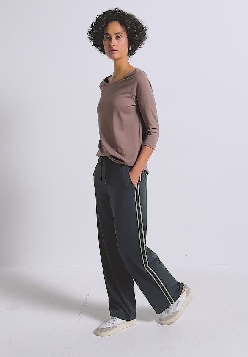 Street One Lux Joggers 30&quot; leg with side stripe . Navy 379547