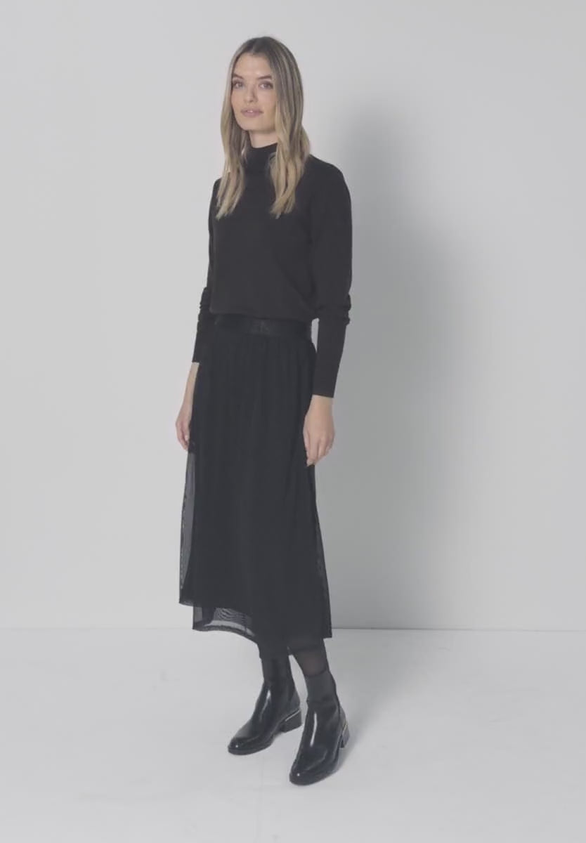 Street One Black Mesh Midi skirt 361848