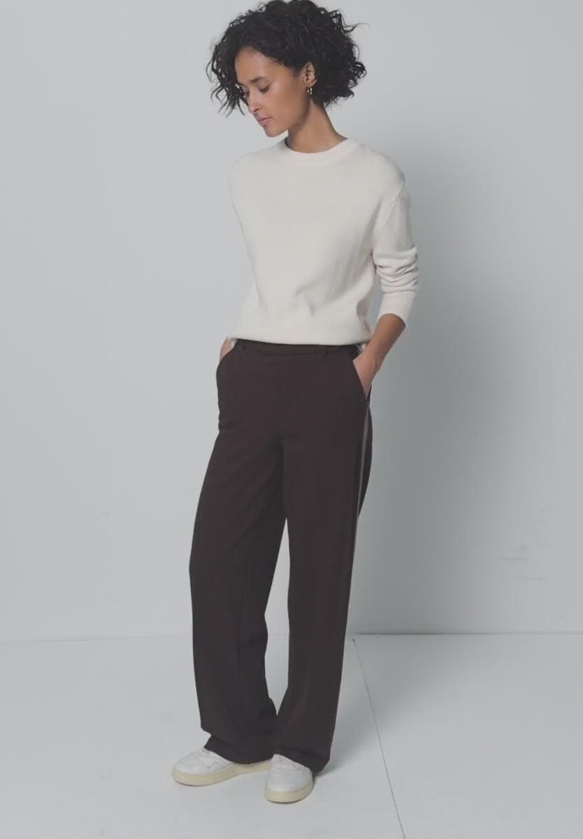Street one straight leg Brown Trousers with side stripe