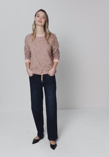 Street One Apricot print sewatshirt with drawstring 303762