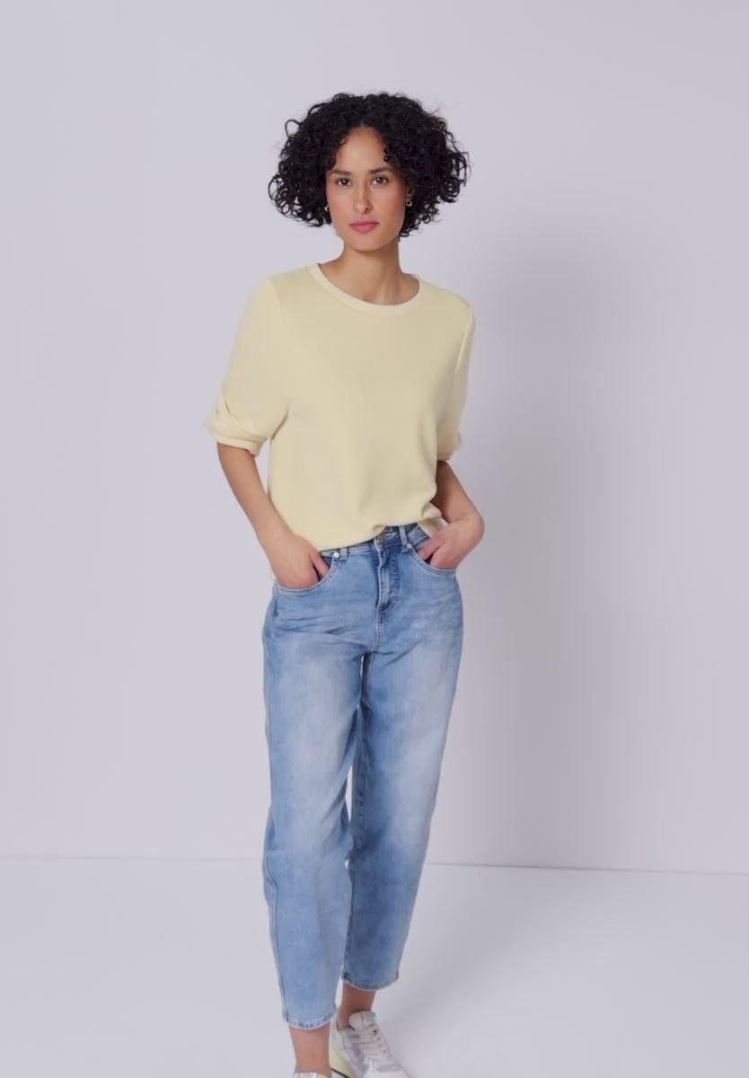 Street One roundneck sweatshirt in Soft Yellow  324626