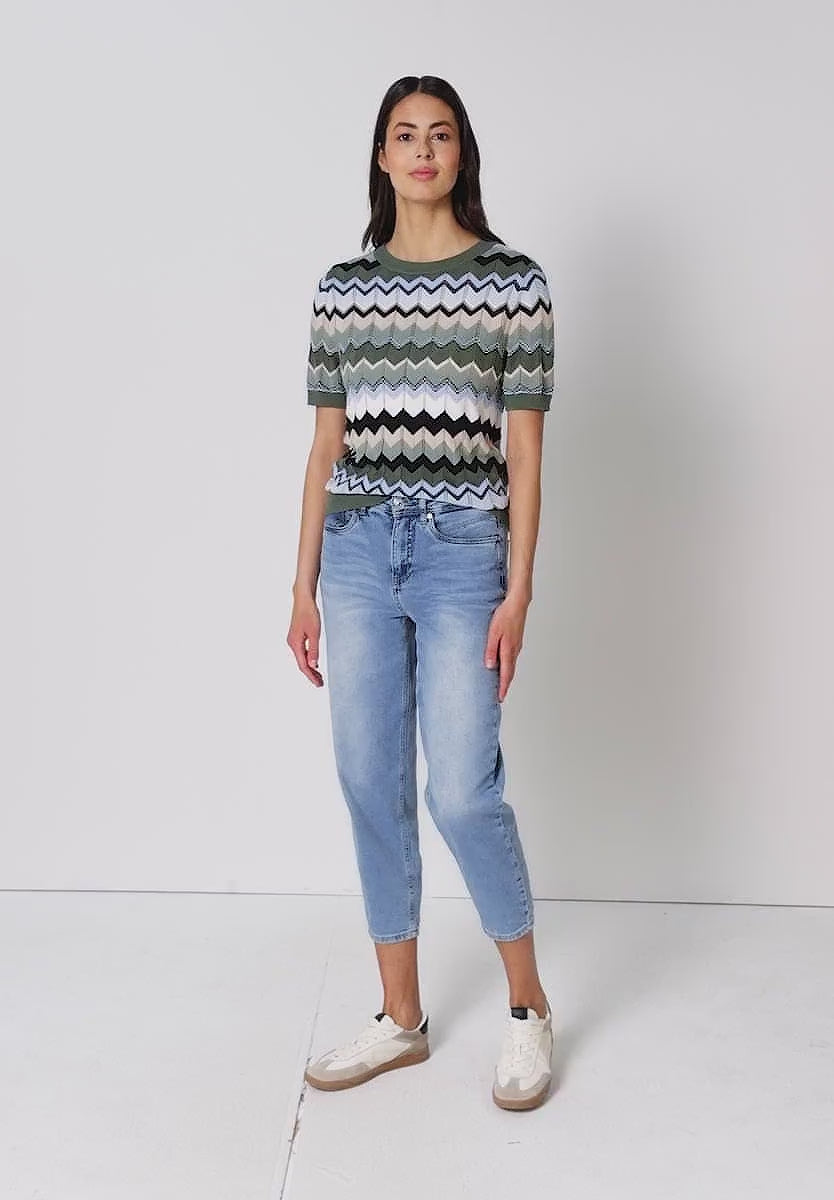Street One short sleeved knit with zig zag print 303872