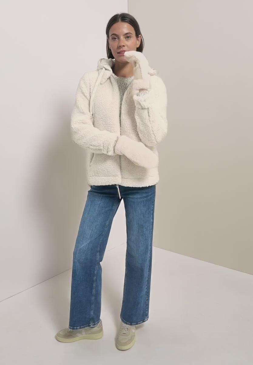 Cecil Cream Teddy Fleece Mittens for Adults