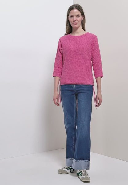 Cecil 3/4 sleeve textured sweatshirt with ruched sides 303813