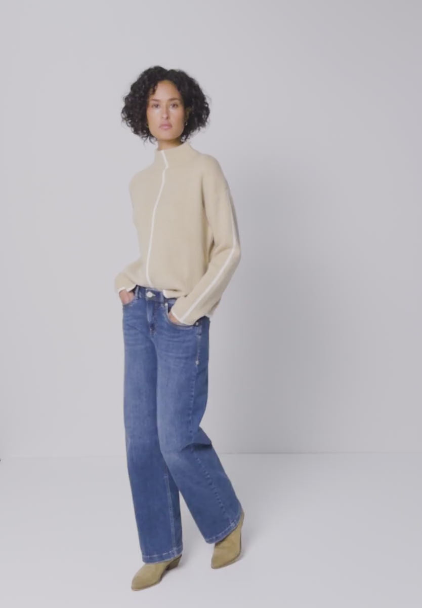 Street One Supersoft cotton blend jumper with contrast details 303554