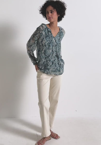 Street One Chiffon blouse in snakeskin print with jersey lining  345892