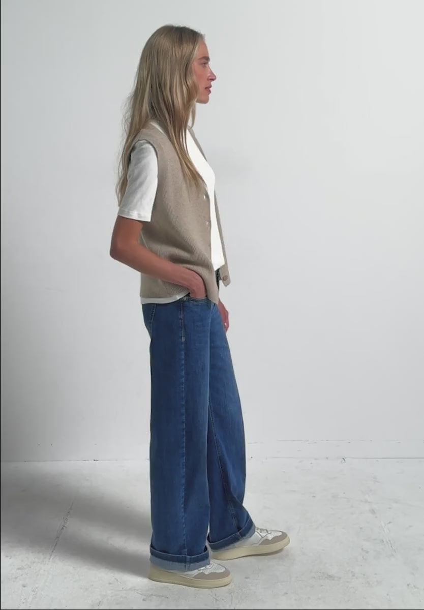 Street One Fine Knit V Neck Sleeveless Cardigan  254020