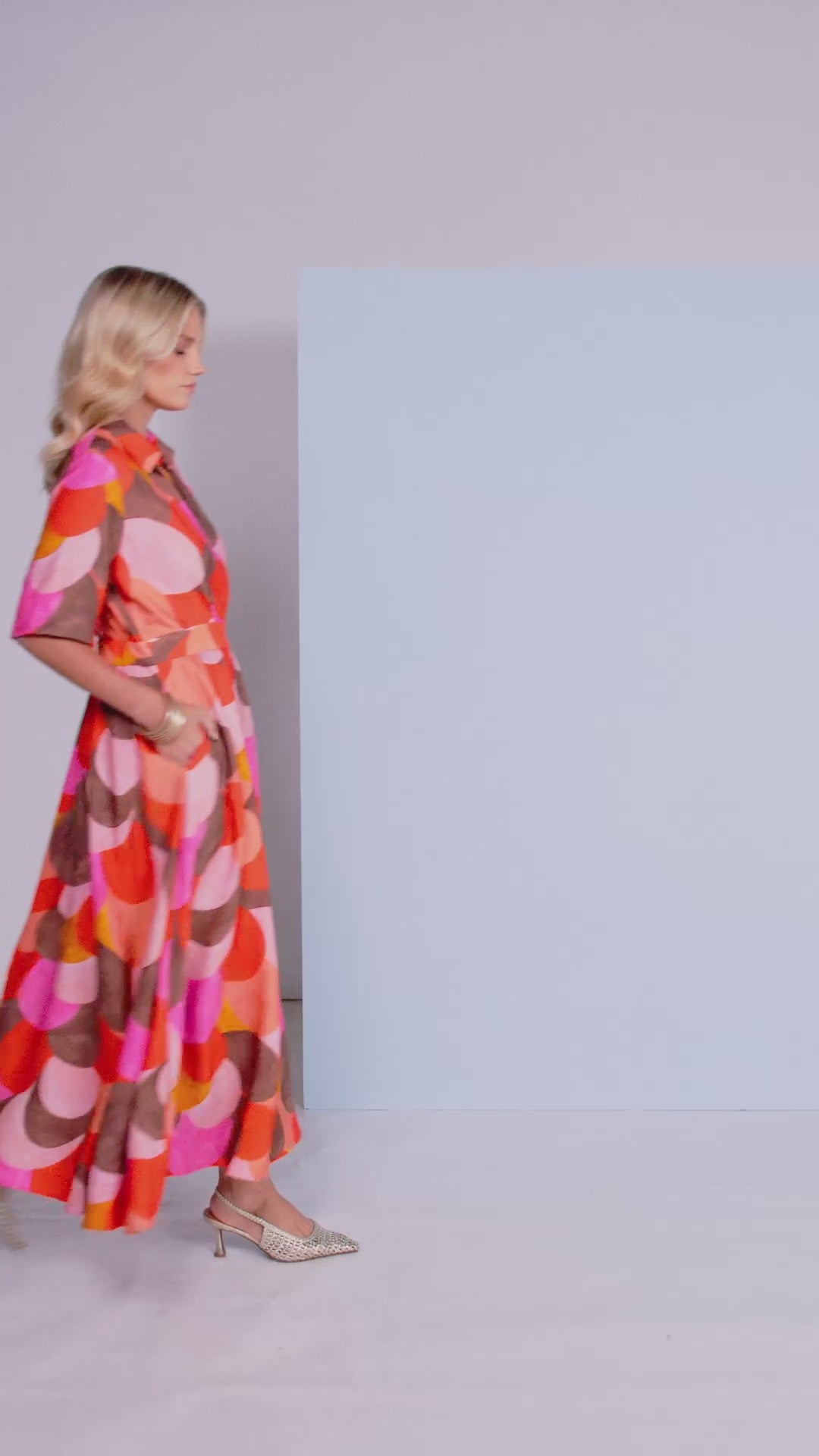 Kate Cooper Polka Dot Colour Mix Mock Wrap Dress With Button Waist  Kcs26129