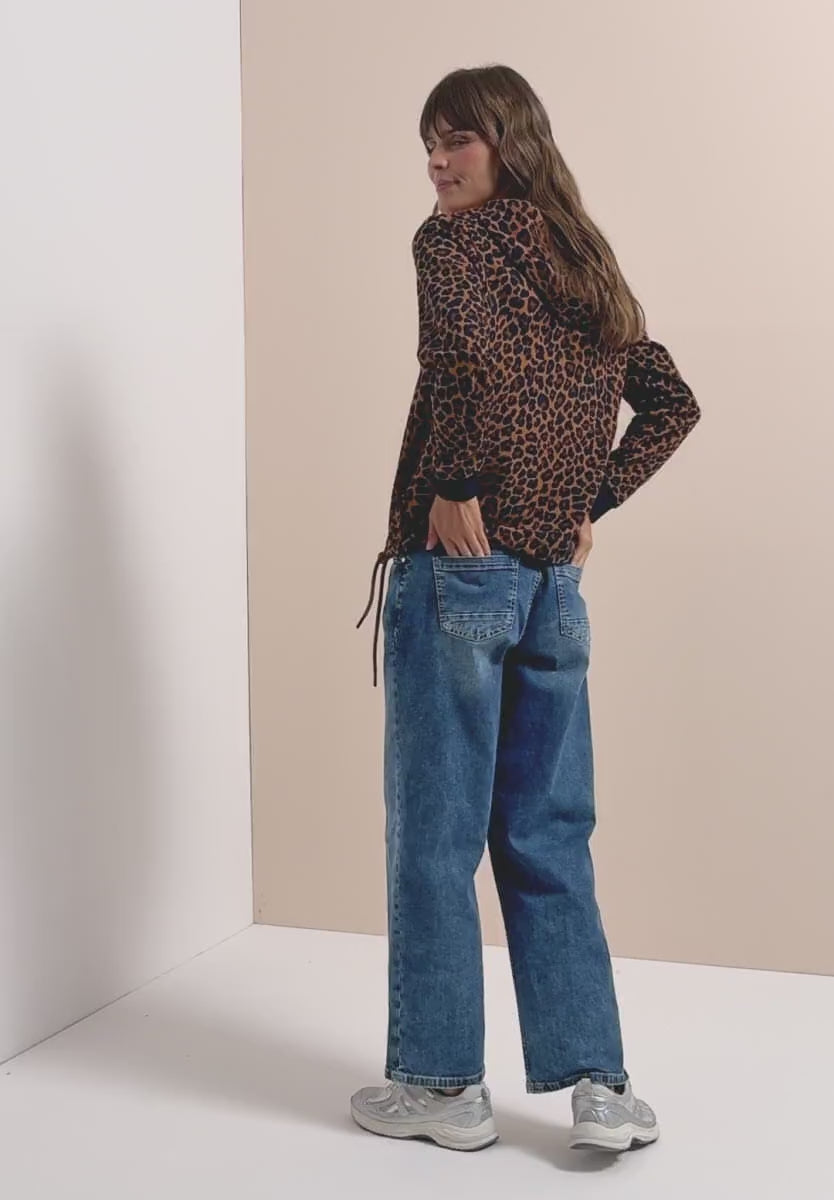 Cecil Leopard Print Sweatshirt with hood 303987