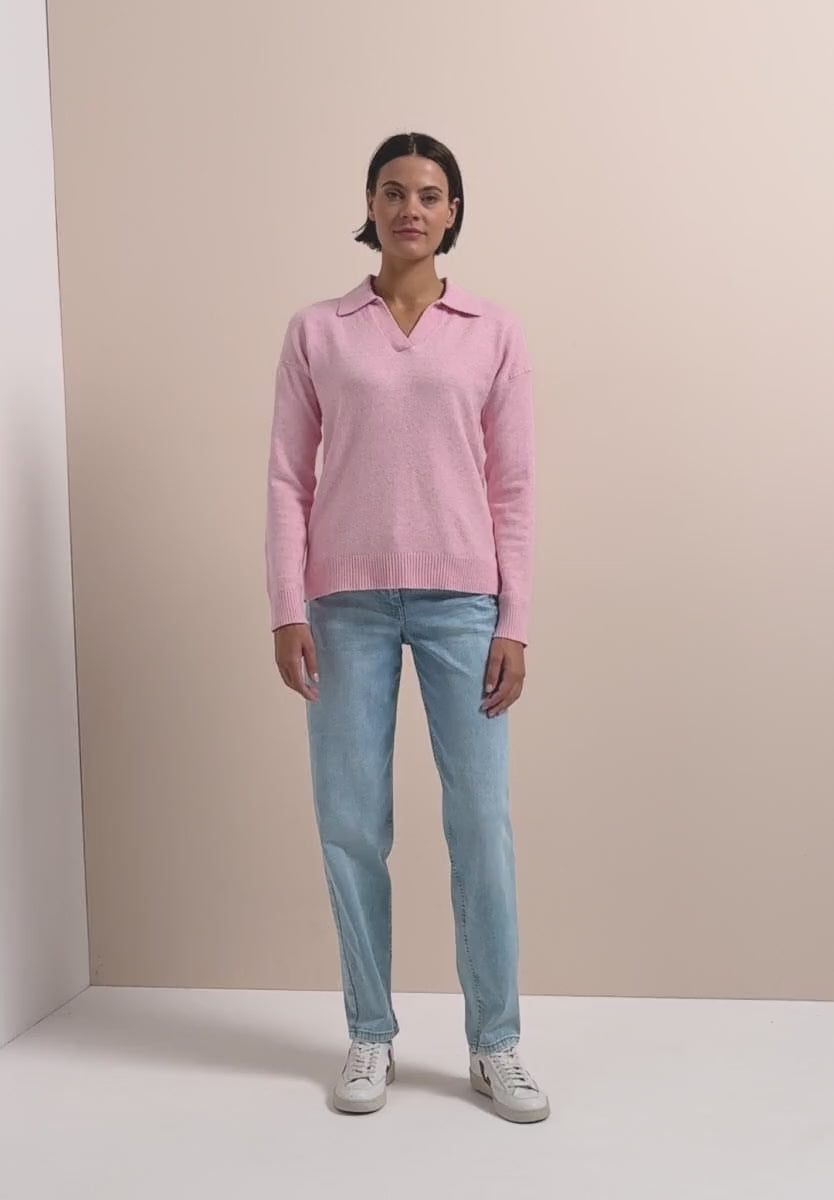 Cecil Cotton blend Long Sleeve Jumper with collar 304069