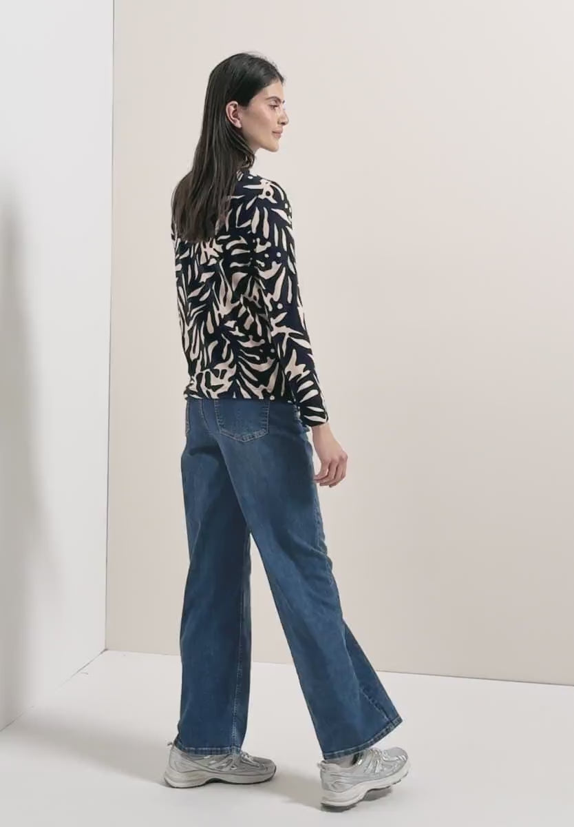 Cecil Pure cotton light sweatshirt in Navy and Cream 324560