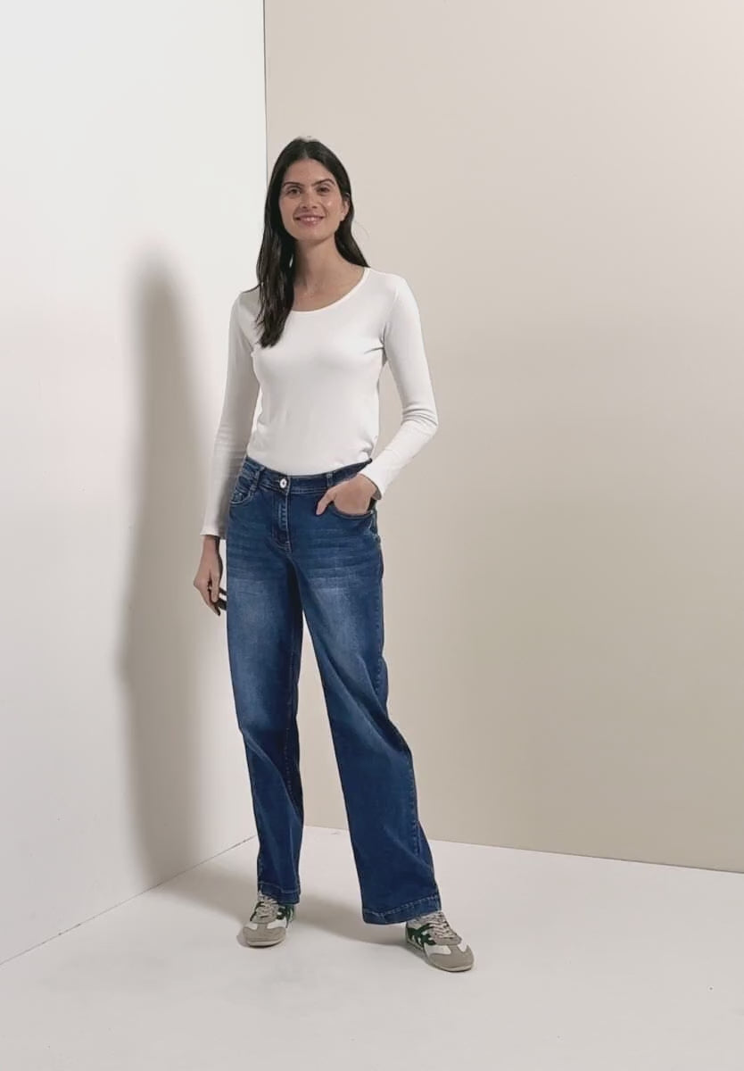 Cecil Neele High Waist Stretch Dark Denim Jeans 30" Leg 380555