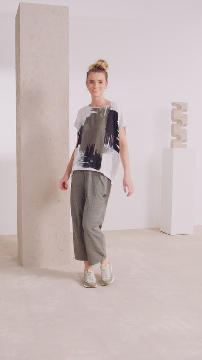 Naya brush stroke round neck top  Nas25172