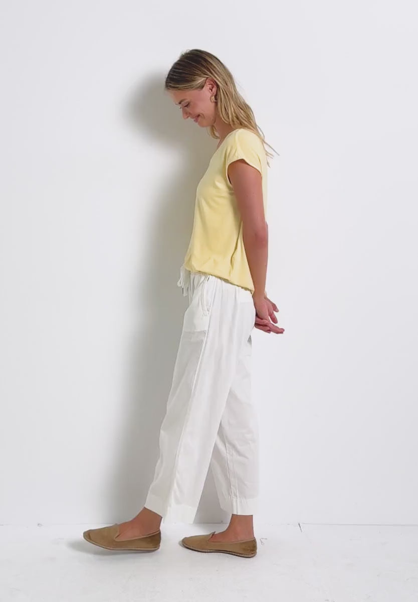 Street One Slub Linen Look T shirt in Lemon Sherbet 323527