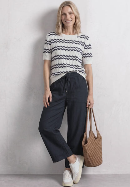Street One lightweight straight leg trousers 28" leg navy  381400 1