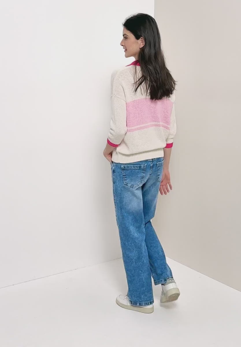 Cecil 3/4-sleeve pullover with polo collar303816