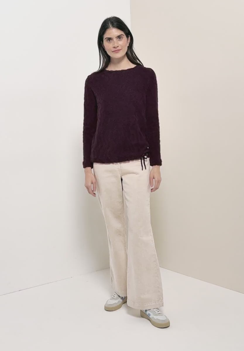 Cecil Feather yarn knit with jacquard pattern and drawstring 324280