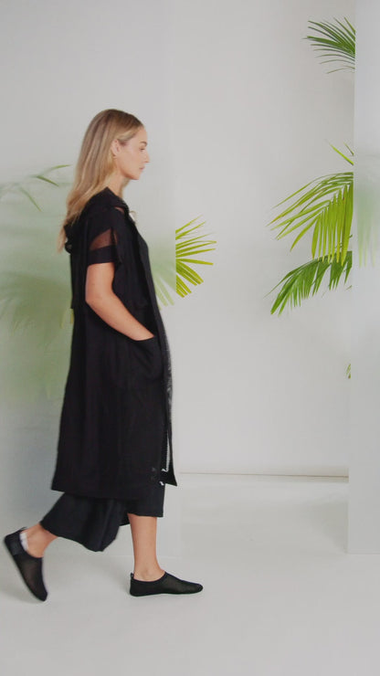 Naya Long Line Hooded Jacket With Mesh Insets Nas26177