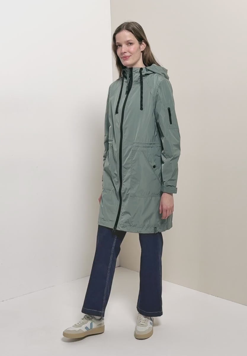 Cecil Spring Raincoat with hood in Kelp Green 101240