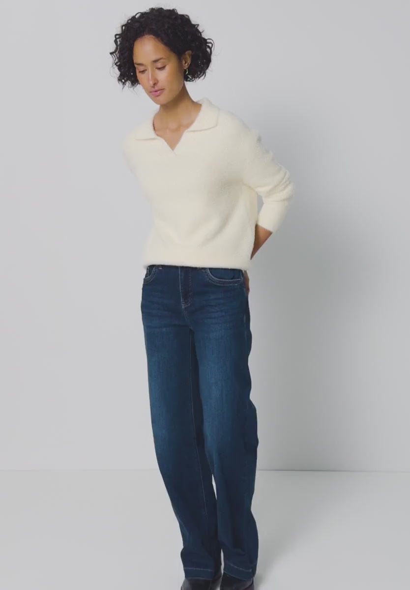 Street One Feather yarn sweater with collar 303478
