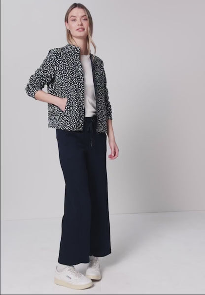 Street One Textured zip jacket in Navy Print  324634